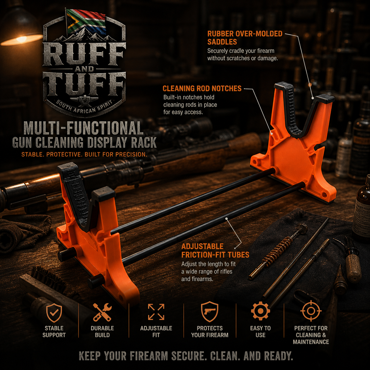 Multi-Functional Gun Cleaning Display Rack
